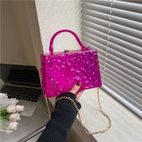 【YF】 Transparent Acrylic Evening Clutch Hand Bags Fashion Lady Crossbody Shoulder Women Metal Lock Purses and Handbags Box