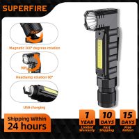 SUPERFIRE G19 LED+COB Flashlight HeadLight Magnet USB Rechargeable Head Light Powerful Torch Headlamp for Camping Work Fishing Rechargeable  Flashligh