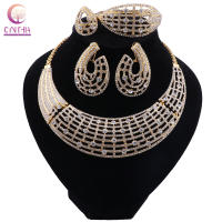 CYNTHIA Dubai Fashion Jewelry Sets Women Gold Color Necklace celet Party Earrings Ring African Bridal Crystal Wedding Gift