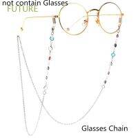 FUTURE Vintage Uni Glass Beads Long Stainless Steel Glasses Chain