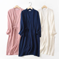 Kimono Bathrobe Japanese Traditional Costumes for Women Nightgown Home Wear Cotton Kimono Yukata Sleepwear Plus Size Loose Solid