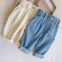 New Cotton Jeans Spring Autumn Baby Girls Boys Jeans Pants High Waist Loose Style Outwear Jeans Childrens Clothing 0-4Y