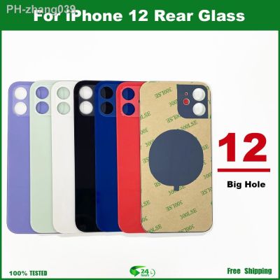 For iPhone 12 Back Glass Panel Battery Cover Big Hole Rear Door Housing Case Replacement Parts With 3M Tape Tool