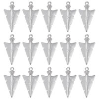 50Pcs 201 Stainless Steel Pointed Pendants Arrow Charm Stainless Steel Color 28.5x15.5x2.5mm Hole: 1.6mm