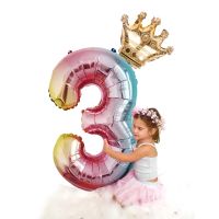 ✎﹍✉ 2pcs 32inch Rainbow number Foil Balloons air Balloon birthday party decorations kids Rose gold pink silver blue 0-9 Digit ball