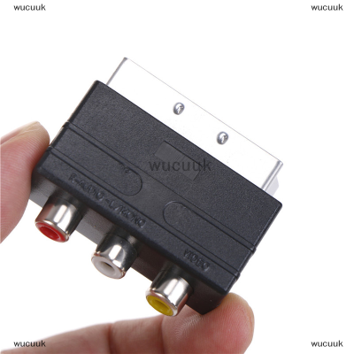 wucuuk Silver SCART TO 3 RCA COMPOSITE Phono ADAPTER Converter + In / Out SWITCH