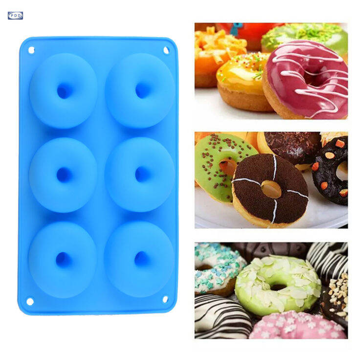 PDD 6Cavity Silicone Donut Mold Heat Resistant Microwave Safe Nonstick