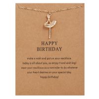 【DT】hot！ Pendant Necklace New Plated Happy Birthday Ballet Alloy Clavicle Short Choker