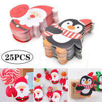 50Pcs Santa Penguin Christmas Party Lollipop Sugar-Loaf Paper Card Holder