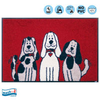 พรมแต่งบ้าน พรมปูพื้น พร้อมคุณสมบัติกันลื่น ANIMAL+FRIENDS-Three Dog ยี่ห้อ Wash+Dry/ size: 50x75 cm