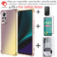 (4 in 1)For infinix Hot 11S NFC Hot 20 20s 20i 12 12Play 11 10 9 Play 10i 10S 10 lite 10 Play Hot 11 11S Note 7 8 8i 10 pro Note 11 เคสโทรศัพท์ เคสโทรศัพท์ ฟิล์มกระจกนิรภัย ฟิล์มกระจก ฟิล์มกระจกนิรภัย Tempered Glass ฟิล์มกระจกกันรอยกล้องหลัง+ฟิล์มหลังคาร์