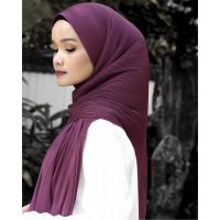 【YF】 Pleated Hijab Muslim Fashion Accessories For Women Crinkle Scarf Chiffon HeadScarf Ladies Solid Color Head Wrap