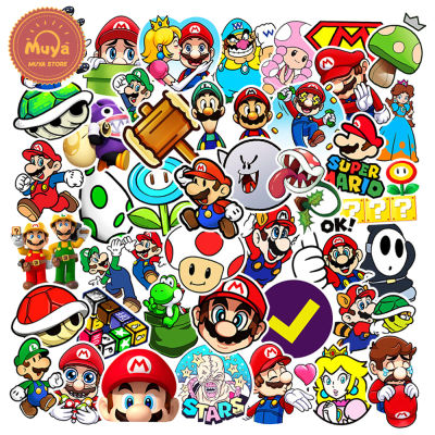 MUYA 50pcs Super Mario Bros Stickers Games Cartoon Graffiti Vinyl Stickers for Laptop  Waterproof Decal