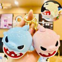 Cartoon Shark Bell Keychain Shark Biting Hand Extracting Teeth prank Backpack Pendant