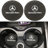 2Pcs ที่วางแก้ว AMG แผ่นโฟมจิ๊กซอปูพื้น Mat ตกแต่งภายในสำหรับเบนซ์เอเอ็มจี Mercedes Benz W211 W203 W204 W210 W124 W205 W202 CLA W212 W220 C200 C260 GLC CLA