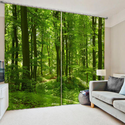 3D Curtain Photo Customize Size green forest curtains Bedroom Living Room Office Cortinas Breakdown Bathroom Shower