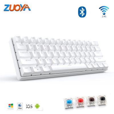 Metoo 61Key Wireless Bluetooth 2.4Ghz Gaming Mechanical Keyboard 2-mode for Mobile Phone Tablet Notebook blue Red Brown Switch Basic Keyboards