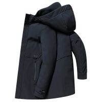 [COD] Down jacket mens mid-length hooded winter business casual live-in face coat with detachable liner