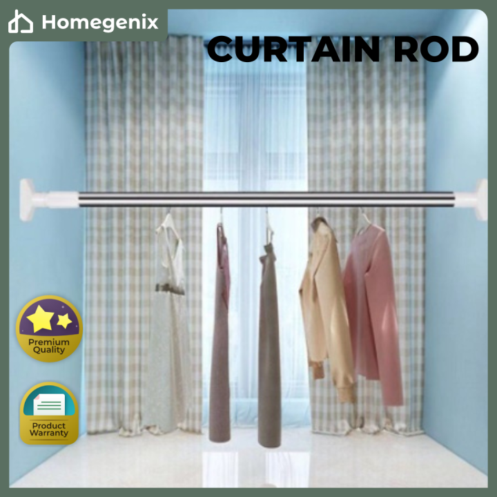 Cm Cm Extendable Curtain Rod Brushed Stainless Steel Adjustable