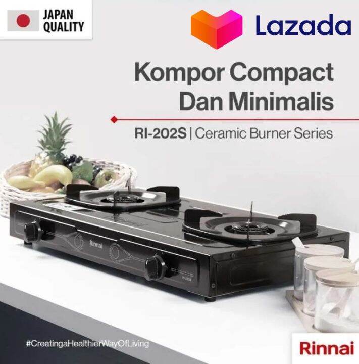 Rinnai Kompor Gas 2 Tungku Ri 202 S Design Minimalis Kualitas Jepang