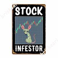 สต็อก Infestor เมาส์ตลก Stock Investor ป้ายโลหะเครื่องตกแต่งฝาผนัง Club Bar Cinema ห้องนั่งเล่น Retro โปสเตอร์ดีบุก  （Stock size: 20cm * 30cm）