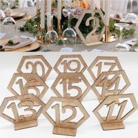 1Set Wedding Table Numbers Sign Hexagon Wooden Seat Number Holders Wedding Decoration Birthday Party Engagement Supplies