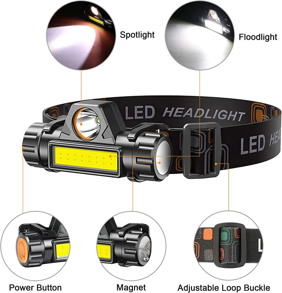 1 Piece Rechargeable Headlamp Flashlight, LED Headlight Super