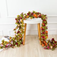 【CC】 2.5Meter Artificial Flowers Vine Wedding Decoration Silk Garland String With Leaves Hanging