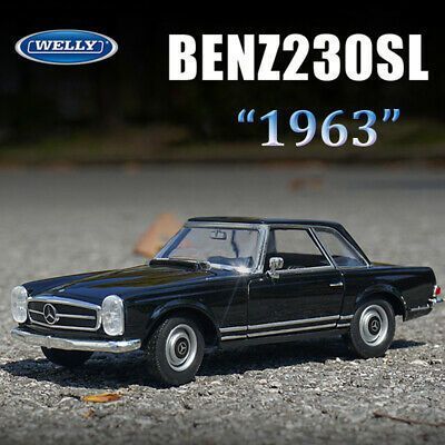 รถโมเดล welly 1:24 1963 mercedes-benz230SL  สุดหรู ประตู กระโปรงหน้าเปิดได้ สีดำ