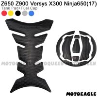 ┋△✘ One Set 3D Motorcycle Gas Fuel Oil Cap Tank Pad Cover Protector Decals Sticker for Kawasaki Z650 Z900 Versys X300 Ninja650