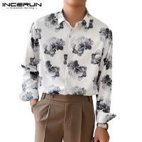 Incerun เสื้อเชิ้ตลําลอง แขนยาว ลายดอกไม้