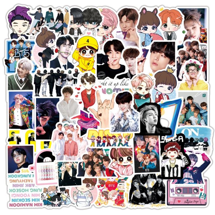 Set 50 sticker chống thấm nước BTS CHIBI cute Nhóm nhạc Hàn Quốc ...
