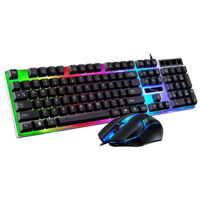 Rainbow Backlight USB keyboard mouse Set Ergonomic wired Gaming Keyboard And Mouse Set for PC Laptop gamer