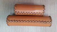 จักรยานวินเทจจักรยานพับได้มือจับตะเข็บสีน้ำตาลปลอกแฮนด์จับจักรยานชายหาด