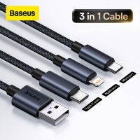 Baseus 3 in 1 USB Cable for iPhone 13 12 3.5A Cable For Samsung Xiaomi Mi 9 Huawei Micro USB Data Cable