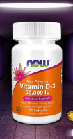 High Potency Vitamin D-3 50,000IU 50 Softgels by NOW FOODS