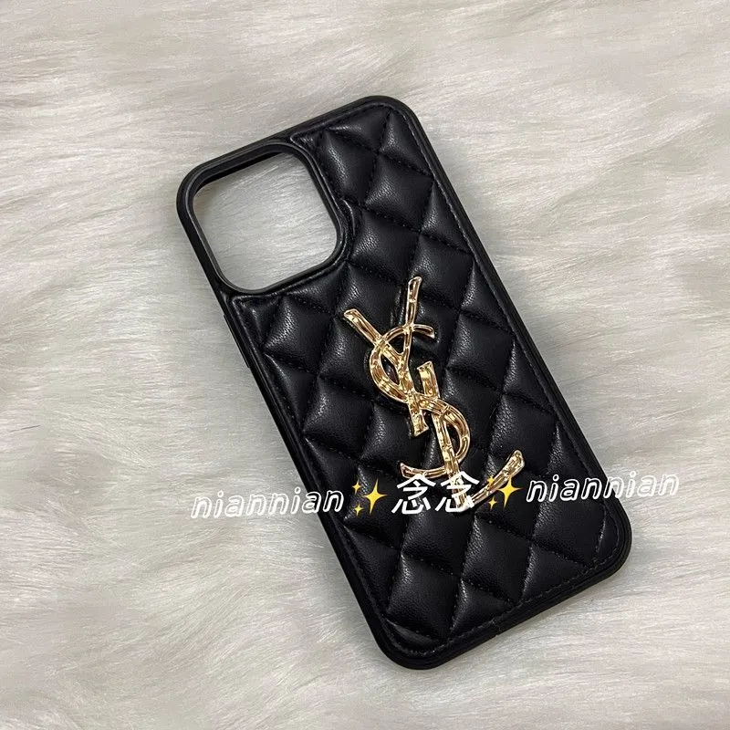 iphone 14 pro max case Advanced thorny ysl is suitable for Apple 14pro  mobile phone case 7P12 all-inclusive leather XR11 Apple 13promax female
