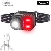 XM-L2 U3 Sensor High Quality Zoomable Led Headlamp Built in Battery Head Lamp Headlight Red &amp; White Emitting Colors Bulbs Light