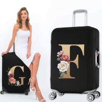 Gold Letter Luggage Cover Thicker Protective Cover Elastic Luggage Cover Anti-scratch Protective Cover Travel Accessories