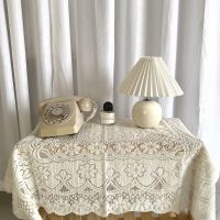 Morris8 Square Small Table Cloth - Ivory Crochet Tablecloth Dust Cover Bedside 60x60