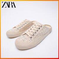 ZARAˉautumn new womens shoes Asian limited light beige lace-up slingback sneakers