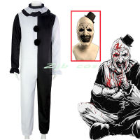 Clown Joker คอสเพลย์เครื่องแต่งกาย Terrifier Jumpsuit ผู้หญิงผู้ชายฮาโลวีนสยองขวัญสีดำสีขาวบอดี้สูท Art The Clown เสื้อผ้า Set