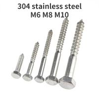 1/2/5Pcs 304 A2-70 Stainless Steel Hex Tapping Screws Hex Head Tapping Screws M6 M8 M10 Wood Teeth Length 25mm-160mm