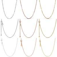 ✜✑ Rose Gold Beaded Curb Sliding Anchor Clasp Chain Adjust Basic Necklace For Fashion 925 Sterling Silver Charm DIY Jewelry