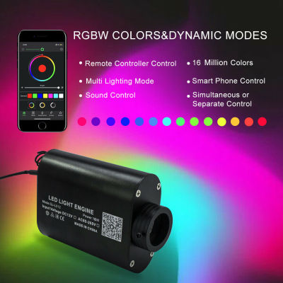 16W RGB Car Roof LED Fiber Optic Star Ceiling Light Kits 2M 0.75mm 150200pcs300pcs Smartphone APP Bluetooth-compatible