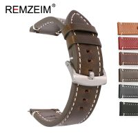 Vintage Oil Wax Leather Watchband Strap 20mm 22mm Quick Release Watch Strap Belt Cowhide Handmade Black Dark Brown Green