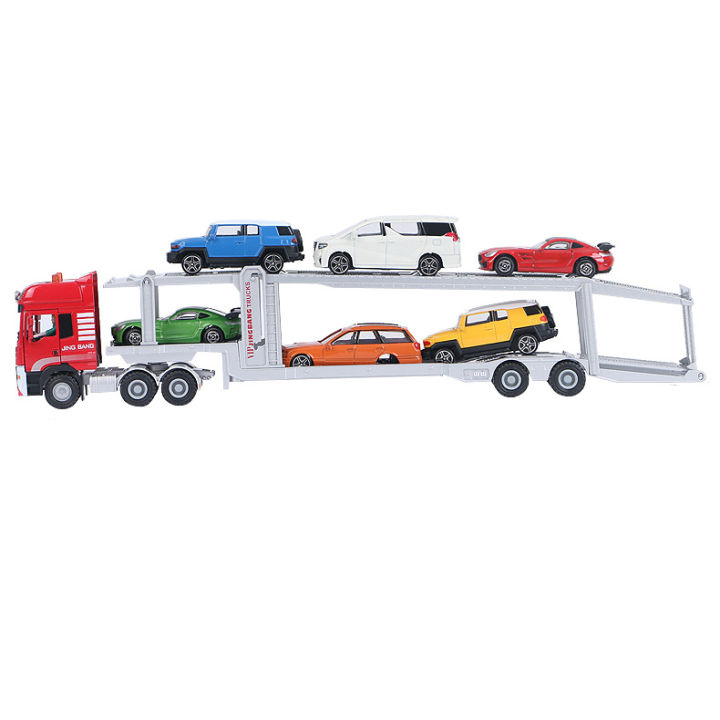 jingbang-1-50-alloy-trailer-car-carrier-car-transporter-semi-trailer-engineering-vehicle-sliding-toy-car-boxed