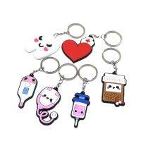 1PCS PVC keyring cute medical style cartoon keychains fashion creative anime keyring fit men women bag car keys accessories gift