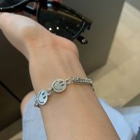 [COD] old face bracelet female ins niche design hip-hop double-layer soil cool smile 925 silver