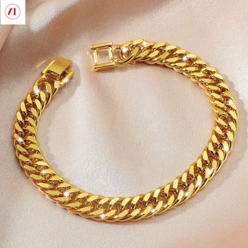 XT Jewellery Korea 24k Men's Bracelet Boss Chain Gold Plated Buckle Design  | Lazada